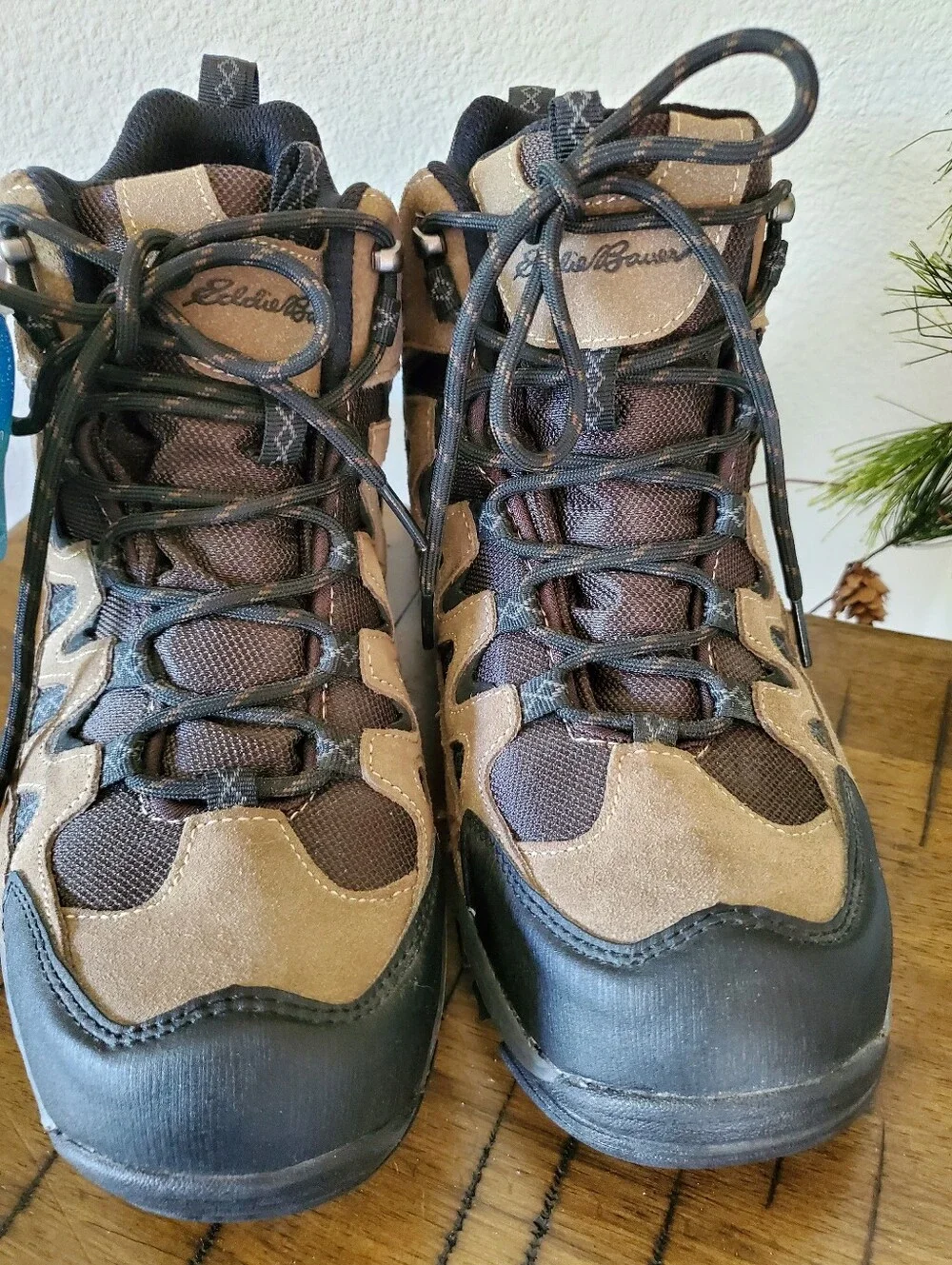 NWT Eddie Bauer Men Ridgeline Brown Waterproof Leather Hiking Boots